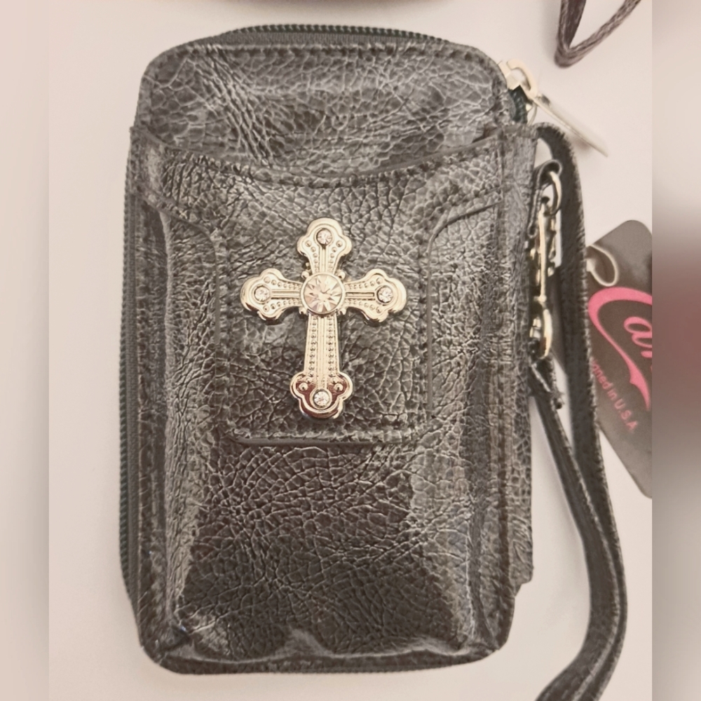 NWT Cross Grey ID Credit Card Wallet Wristlet Silver & Rhinestone Candies